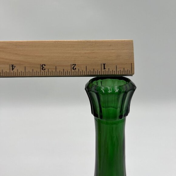 Wheaton Glass Bullseye Bud Vase 9" Green Panels & Dots Vintage - Picture 6 of 7